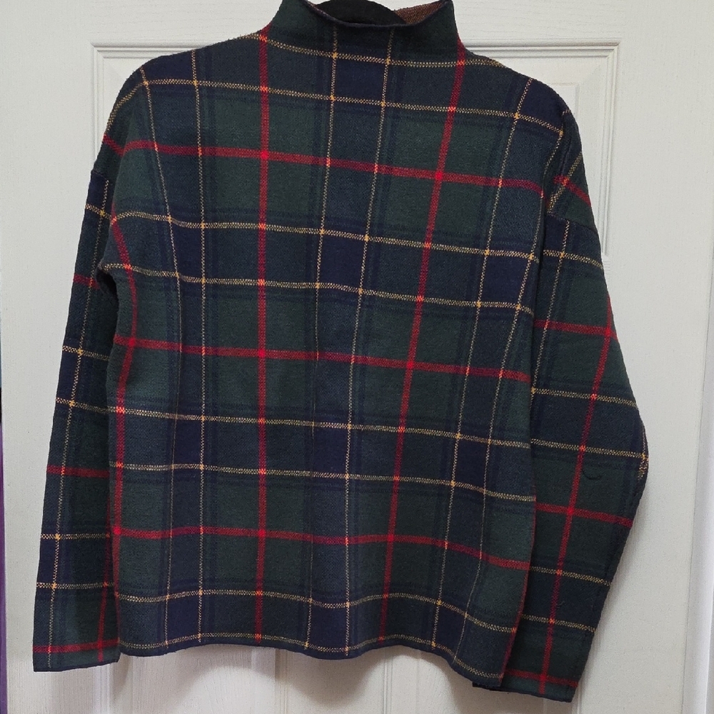 Tahari Women's Plaid Turtleneck Sweater - Green and Red